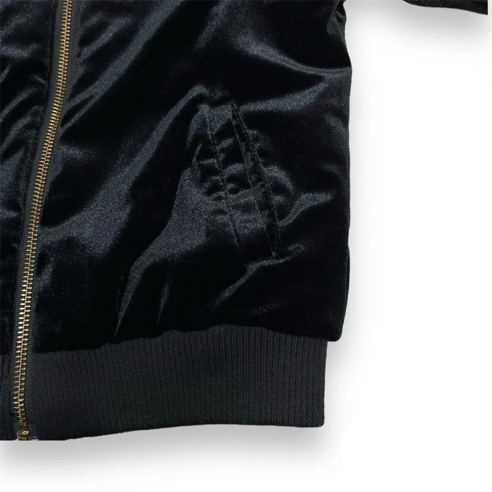 Gymboree Girls S‎ 5/6 Black Velour Jacket Full Zip Star Lining Gold Trim